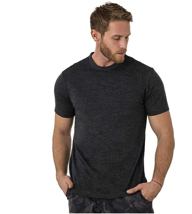 Camiseta Masculina 100% Lã Merino Super Fina Camada Base de Lã Merino que Absorve a Umidade Respirável de Secagem Rápida Antiodor + Meias de Lã Merino