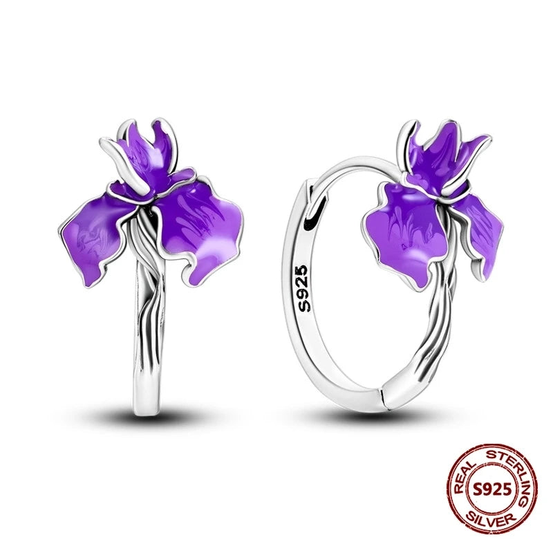 Lucky Clover Earrings 925 Silver Original Zircon Butterfly Dragonfly Chameleons Bee Flower Earrings For Women Jewelry Gift