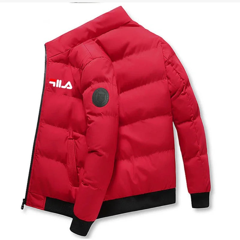 Jaqueta casual masculina de inverno e outono, curta, grossa e quente, corta-vento, com zíper, estampada, M-5XL