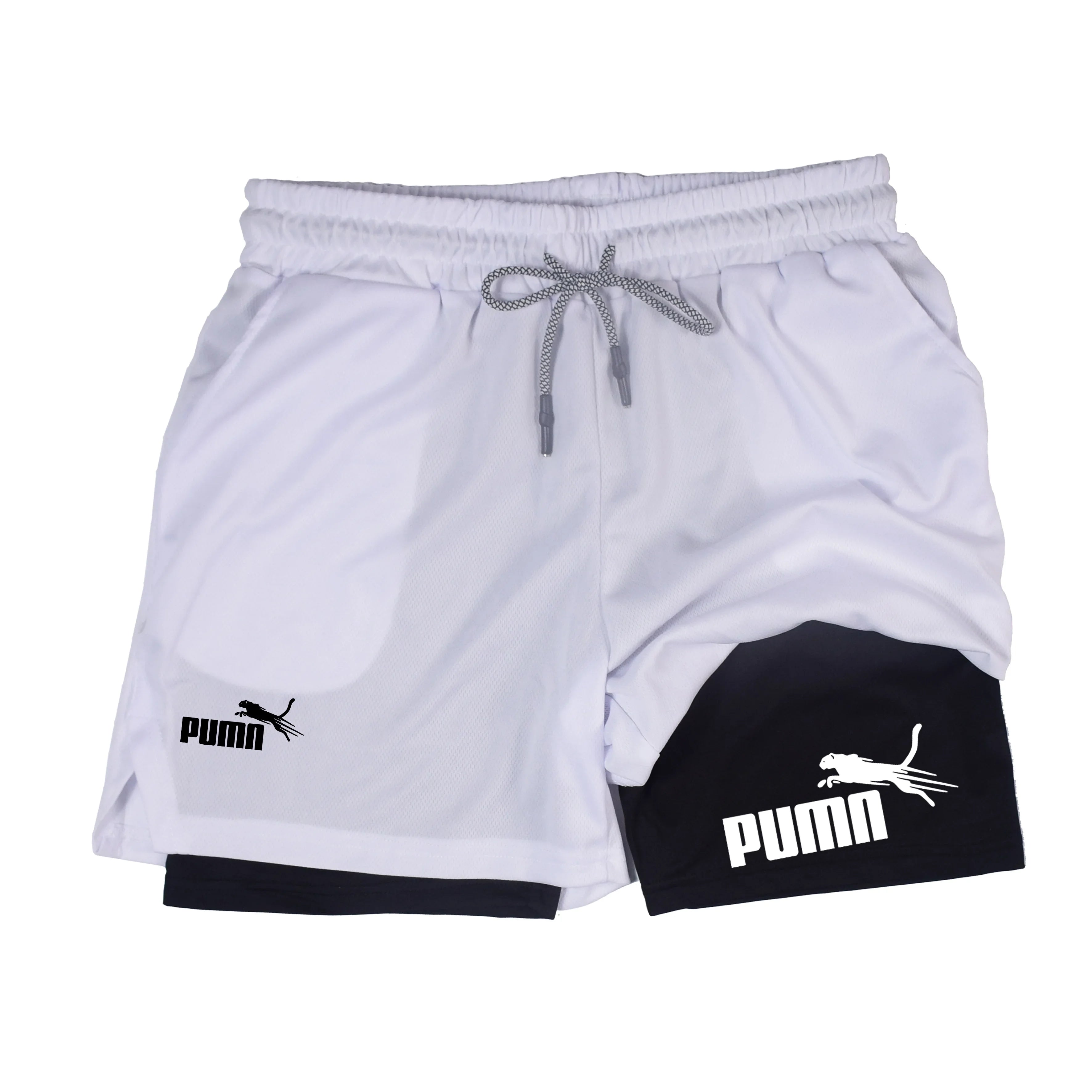 Summer Breathable Two-in-one Double-layer Shorts Men's Elastic...