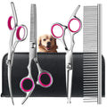 4 unidades Tesouras Seguras para Pets - Tesouras de Tosa para Cães em Aço Inoxidável Ambidestras com Ponta Redonda e Segura para Aparar com Precisão