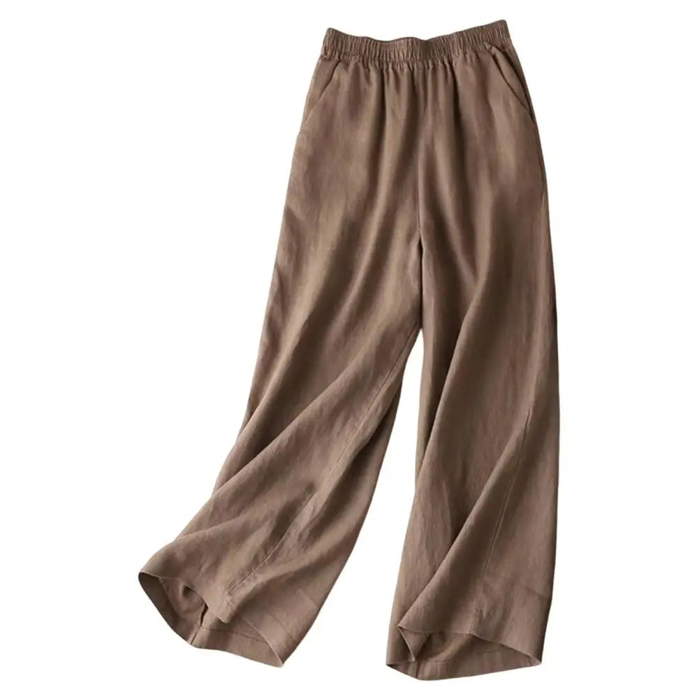 Calça Feminina Leve Macia Cor Sólida Casual Reta Comprida Calça Casual Calça de Trabalho