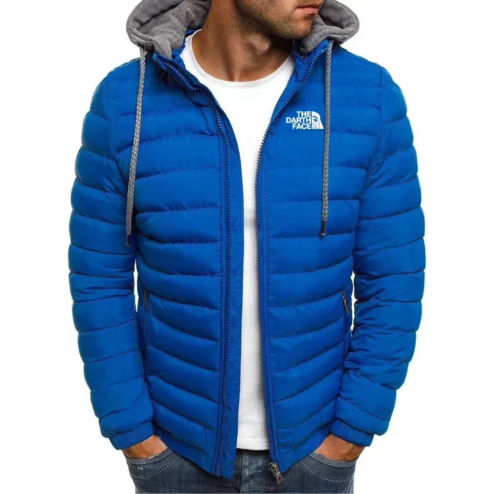 jaqueta masculina de inverno quente casual para atividades ao ar livre com zíper estilo rua negócios viagem slim fit elegante com capuz