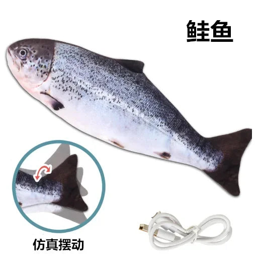 USB Rechargeable Electric Moving Fish Interactive Cat Toy Simulation Jumping Kitten Plaything Fun Pet for Cats