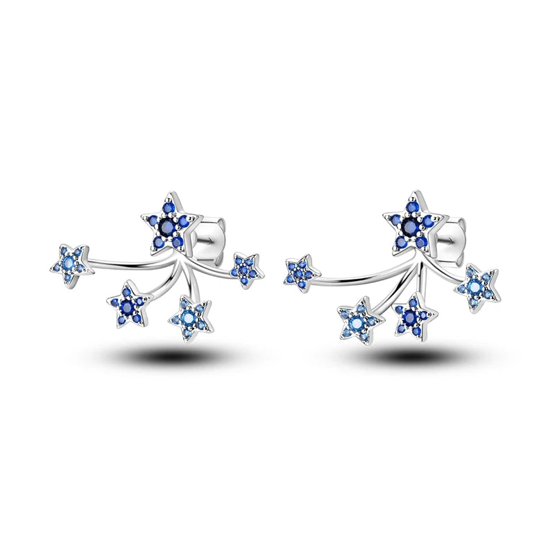 Star Moon Sun Hoop Earrings 925 Sterling Silver Original Star Shining Zircon Tassel Long Earrings For Women Luxury Jewelry Gift