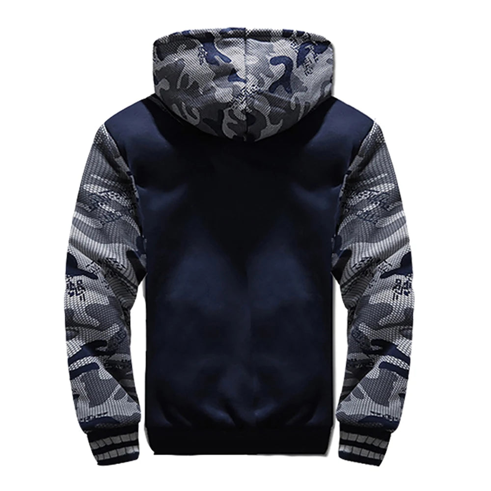 Jaqueta Masculina Camuflada Grossa Inverno para Homens Fleece Manga Longa Casaco Masculino Casual Moletons Streetwear Casacos Masculinos