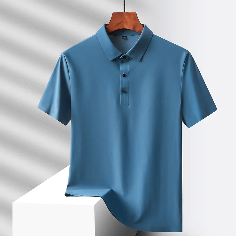 Roupa de verão de pai, camiseta masculina de manga curta de meia-idade, seda gelo de verão de secagem rápida, mei