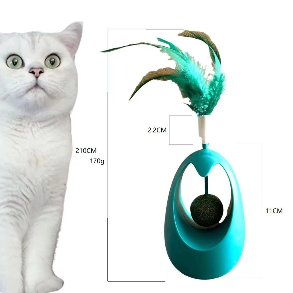 Brinquedo Tumbler 3 em 1 Não Tóxico para Gatos - Bola de Catnip Durável, Varinha de Pena, Plástico, Para Autoentretenimento, Alívio do Estresse para Pets
