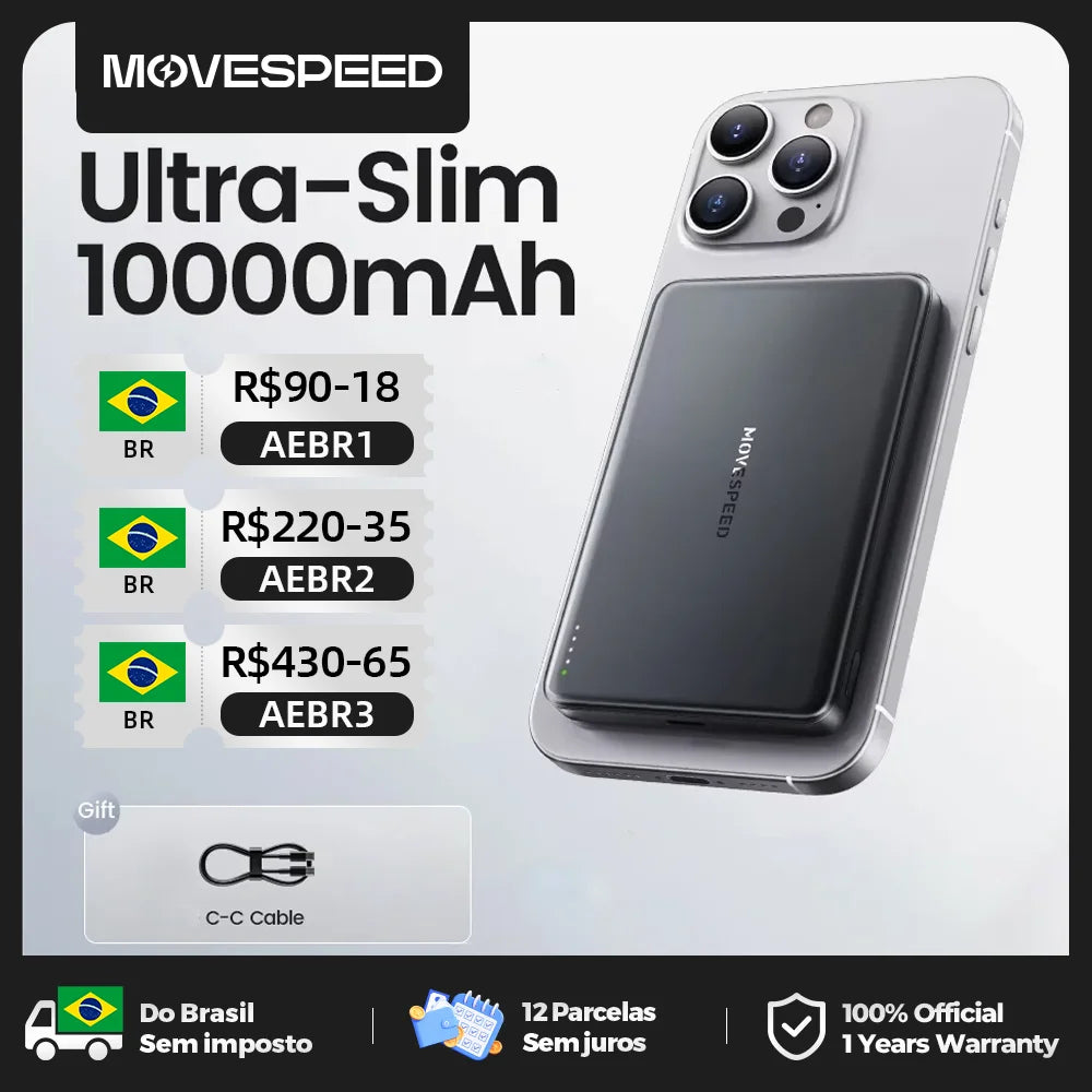 Magnetic Power Bank 10000mAh PD20W Fast Charge Slim Portable