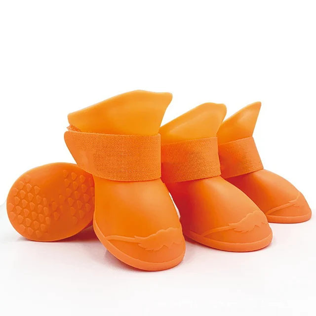 4 peças Pet Impermeável Sapato de Chuva Borracha Antiderrapante Bota para Cães Pequenos Médios Grandes Gatos Sapato Externo Botas para Cães Acessórios para Animais de Estimação
