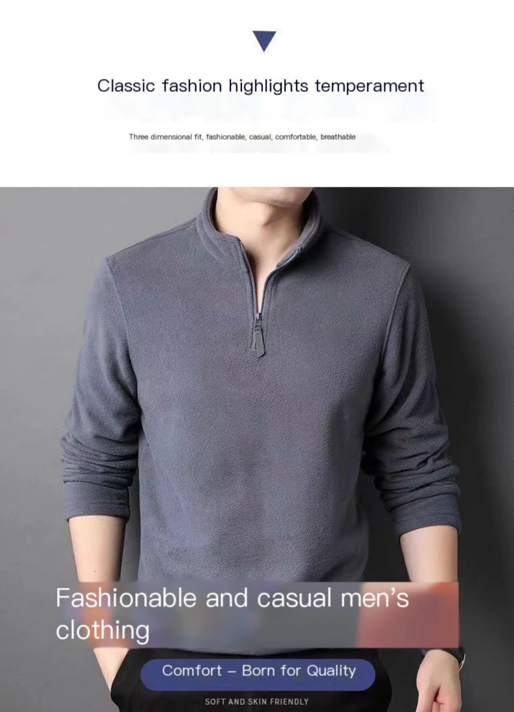 Outono Inverno Novas Camisas Polo Quentes Masculinas Lã de Cordeiro Moletom Gola Alta Meio Zíper Manga Longa Moda Versátil Camisetas Masculinas Tops