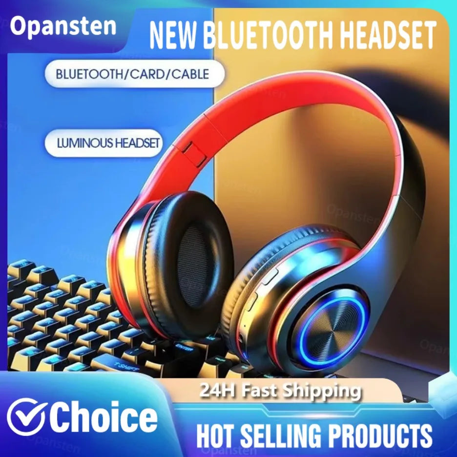 Fone de Ouvido Headset Gamer Bluetooth Surround Stereo Sem Fio USB Com Microfone Luz Colorida Para PC Notebook