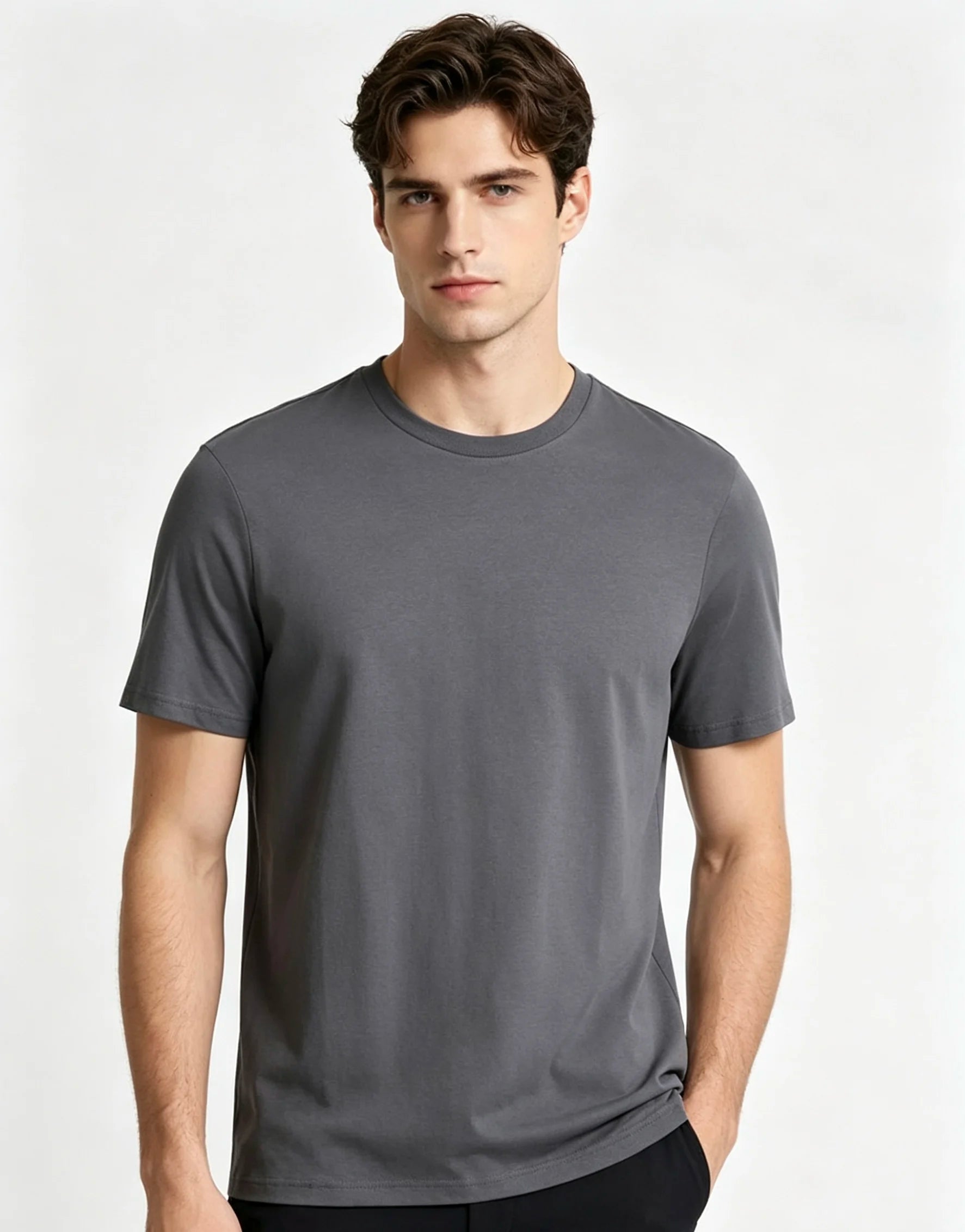 Camiseta Masculina de Lã Merino Solta Manga Curta para Corrida Ar Livre Fitness Secagem Rápida Respirável Fina de Verão Gola Redonda