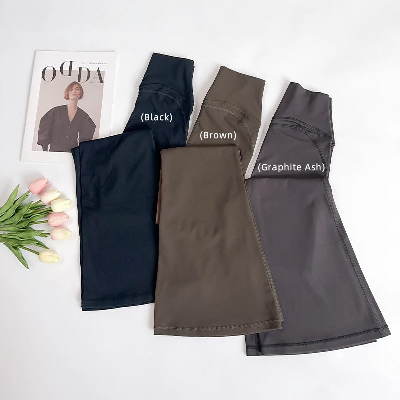 Calça Flare Feminina de Cintura Alta para Yoga, Academia, Pilates, Corrida, Legging Esportiva Confortável e Estilosa com Toque "Naked Feel"