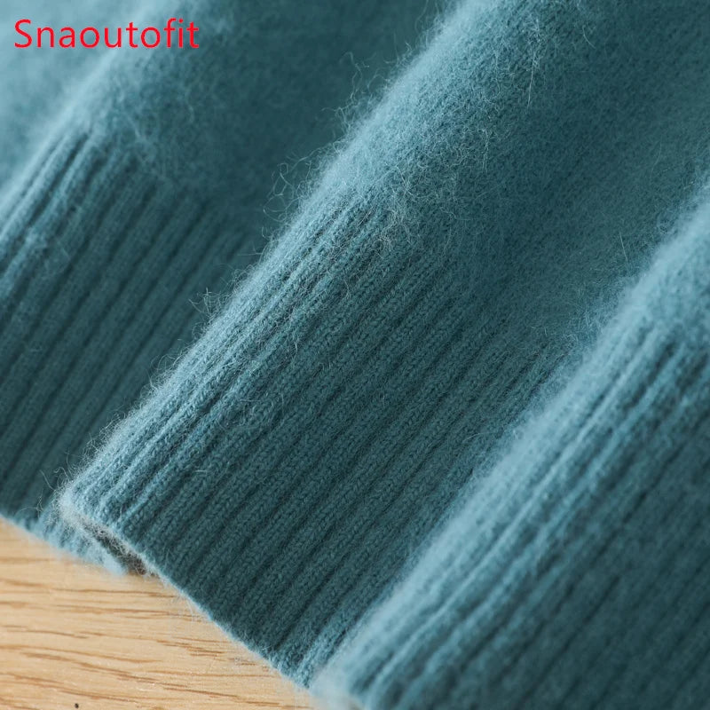 Suéter Masculino 100% Cashmere de Visom Puro, Gola Redonda, Pulôveres de Malha, Suéter Outono e Inverno Novo, Mangas Compridas, Suéteres de Alta Qualidade, Blusas de Visom