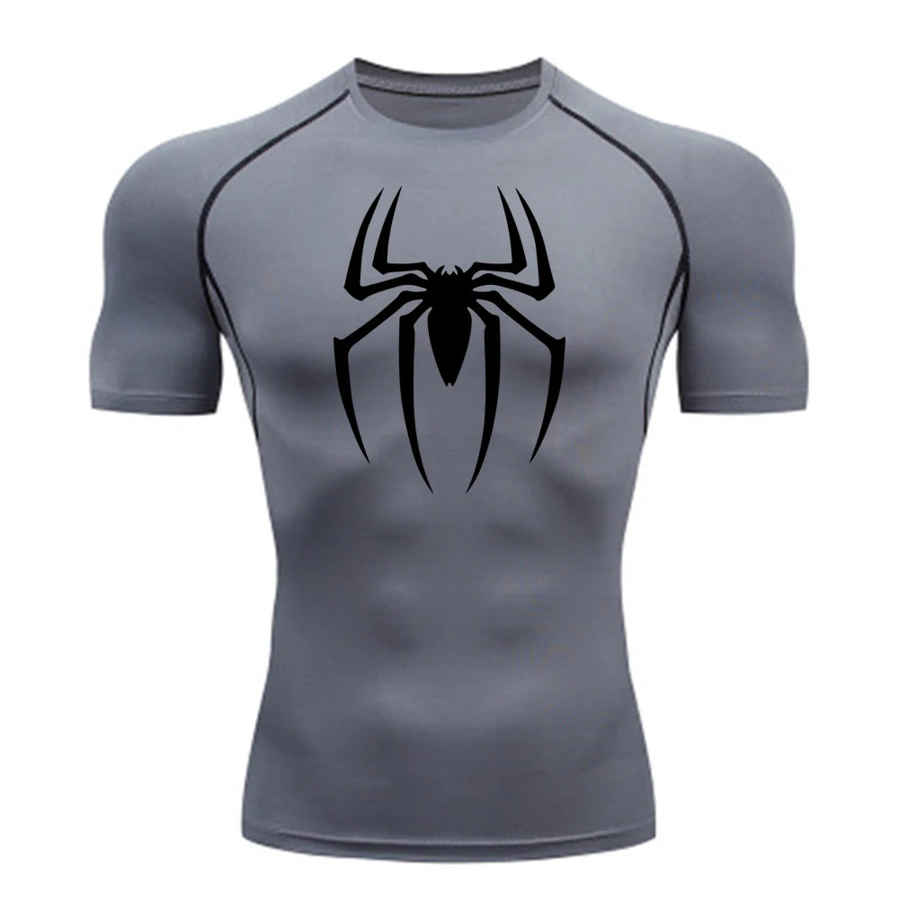 Camisa de Compressão Masculina Estampa Aranha 2025, Camiseta Secagem Rápida, Jersey para Academia e Corrida, Manga Curta Respirável, Primavera, Verão, P-3G