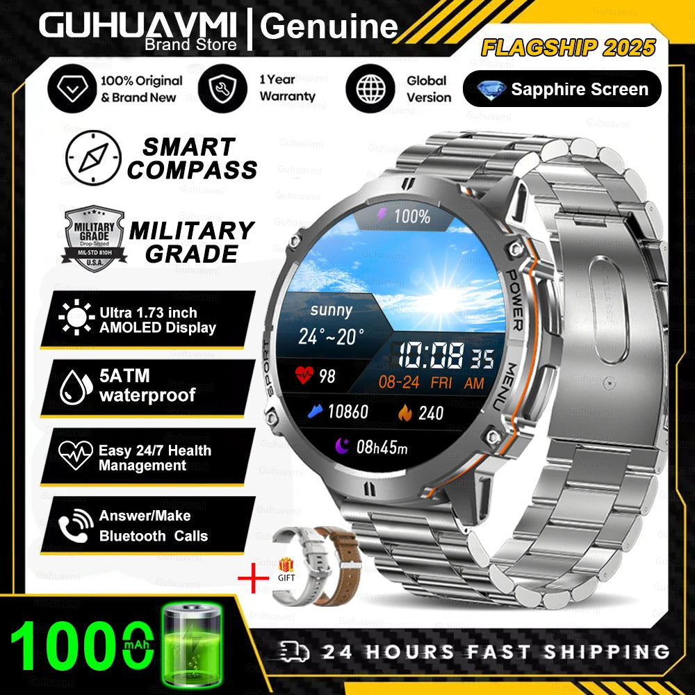 Smartwatch T-Rex 3 Militar Bateria 1000mAh 10ATM À Prova D'água GPS Bússola Altímetro Chamada AMOLED Masculino Natação Esportes