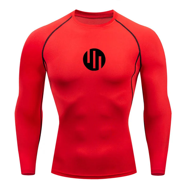 Camisa de Compressão Manga Longa Masculina para Corrida Treino Academia Esportes Roupa Íntima de Secagem Rápida Antissuor Protetor Solar Segunda Pele Masculina