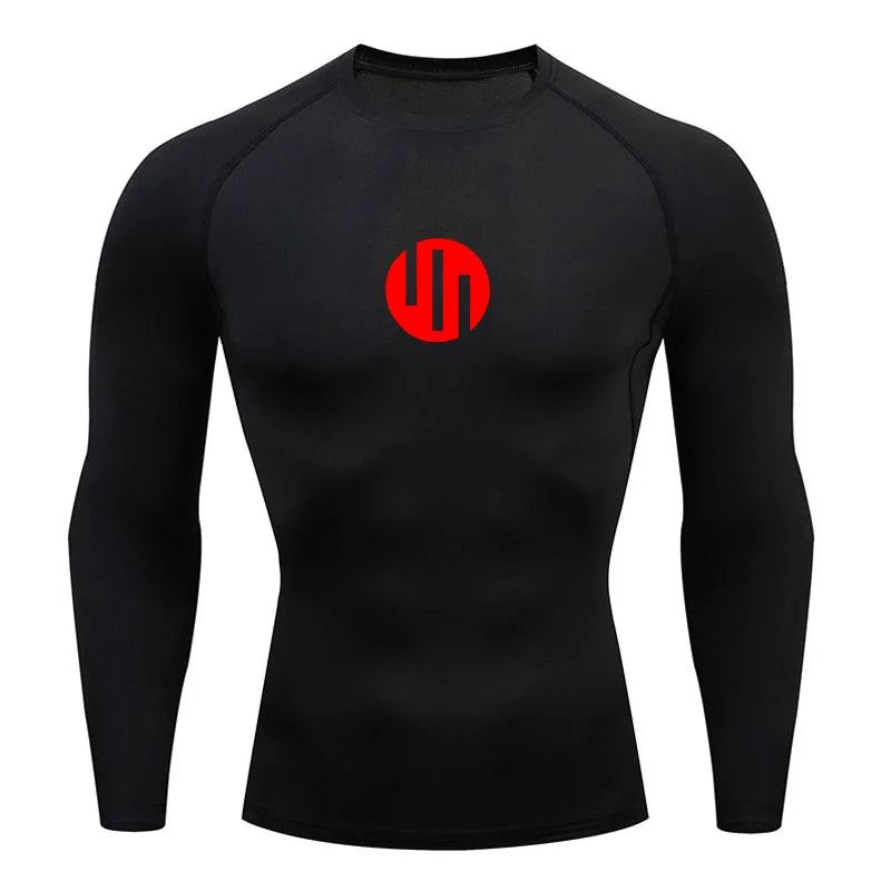 Camisa de Compressão Manga Longa Masculina para Corrida Treino Academia Esportes Roupa Íntima de Secagem Rápida Antissuor Protetor Solar Segunda Pele Masculina