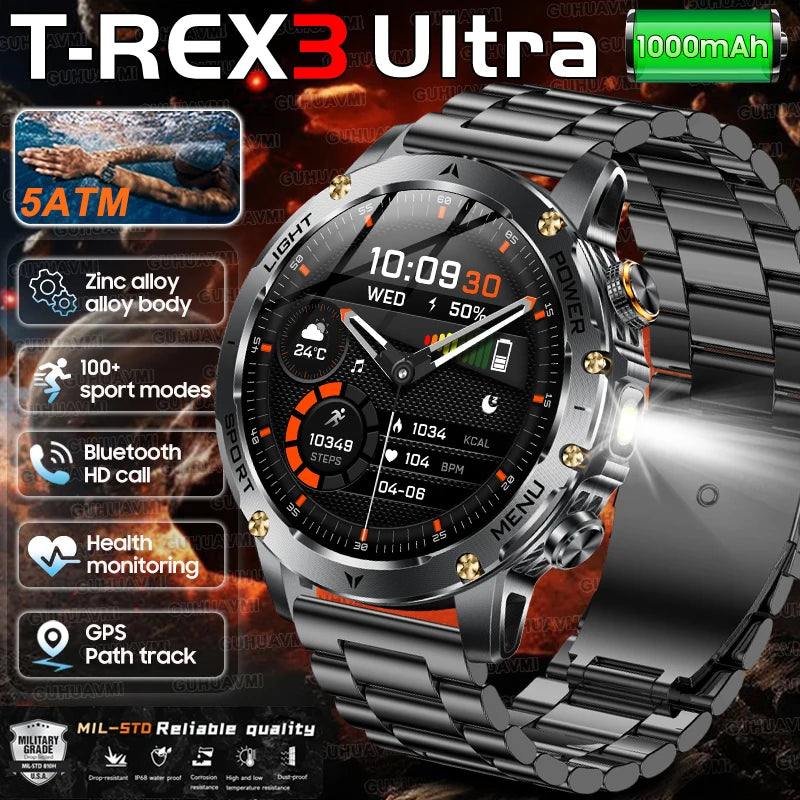 Military T-Rex 3 Ultra 1000mAh 5ATM Flashlight Heart Rate