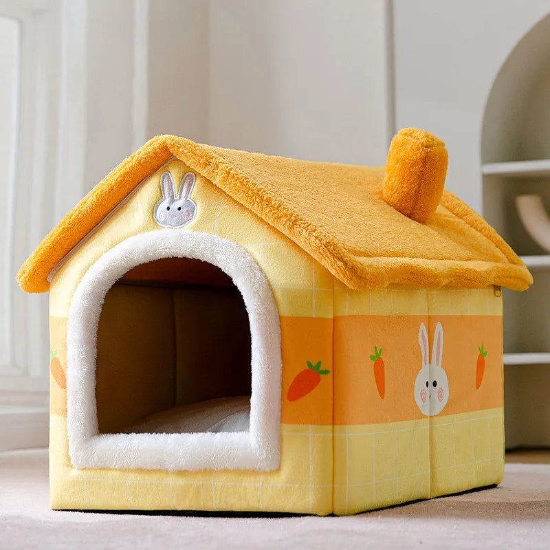 Thickened Enclosed Winter Warm  Villa Detachable Washable Pet Dog Bed  House Small  Shape Bed Home Comforter Pad