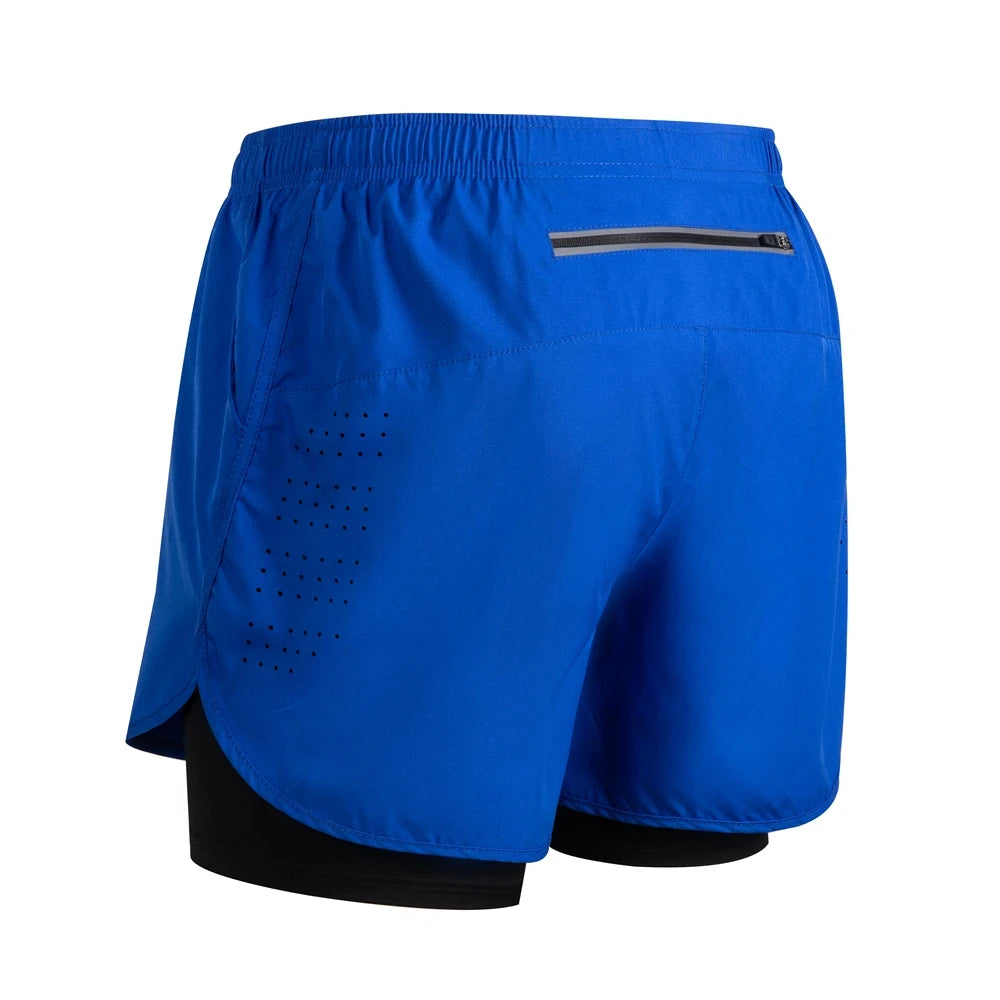 Shorts de corrida refletivos masculinos de verão Fitness de secagem rápida dupla camada shorts masculinos de treino de exercícios de musculação