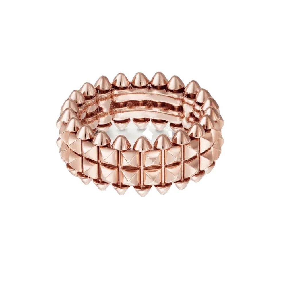Anel Largo Rebitado S925 Prata com Ouro Rosê Design Clássico Masculino e Feminino Temperamento Moda Marca Joia de Luxo para Festa