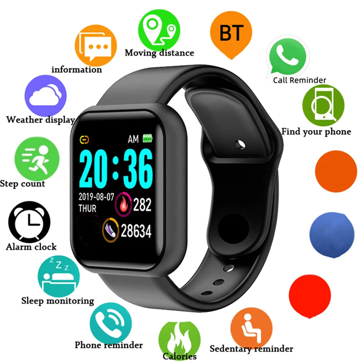 Smartwatch Y68 116Plus Fitness Tracker Android iOS