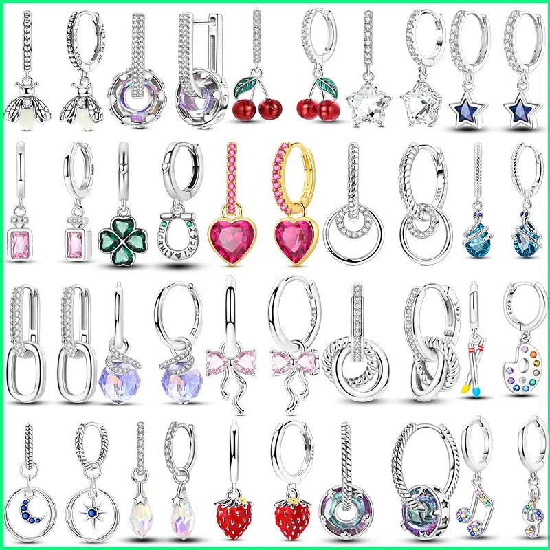 Orstarry 925 Sterling Silver Crystal Circular Eardrops Drop Earrings Women Earrings Charm Fashion Versatile Party Jewelry Gifts