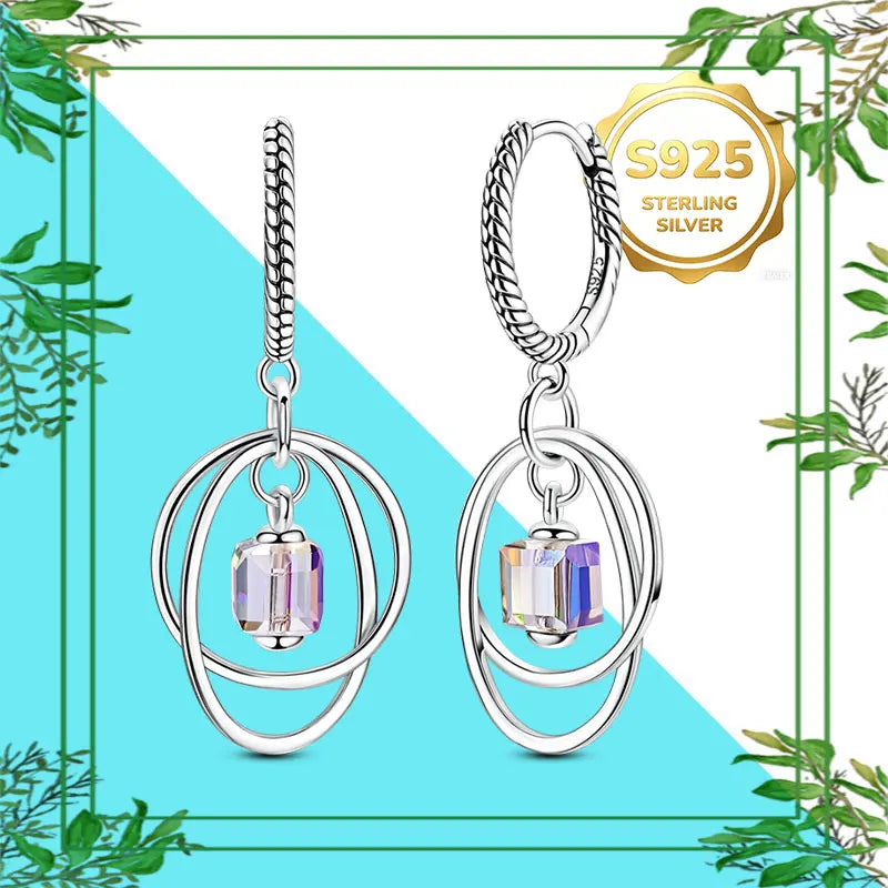 Brincos Femininos Pendentes 100% Genuínos em Prata Esterlina 925 Hipoalergênicos Luxuosos Elegantes Joia Fina Presente de Aniversário para Ela