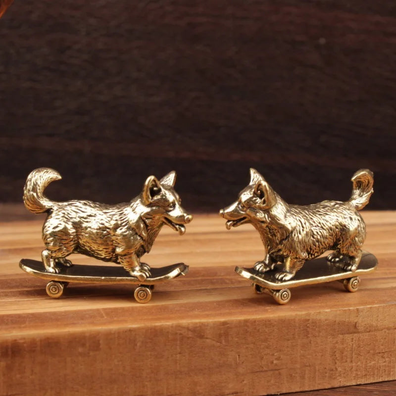 Skateboard Dog Figurine Home Decor Cartoon Sculpture Home Decoration