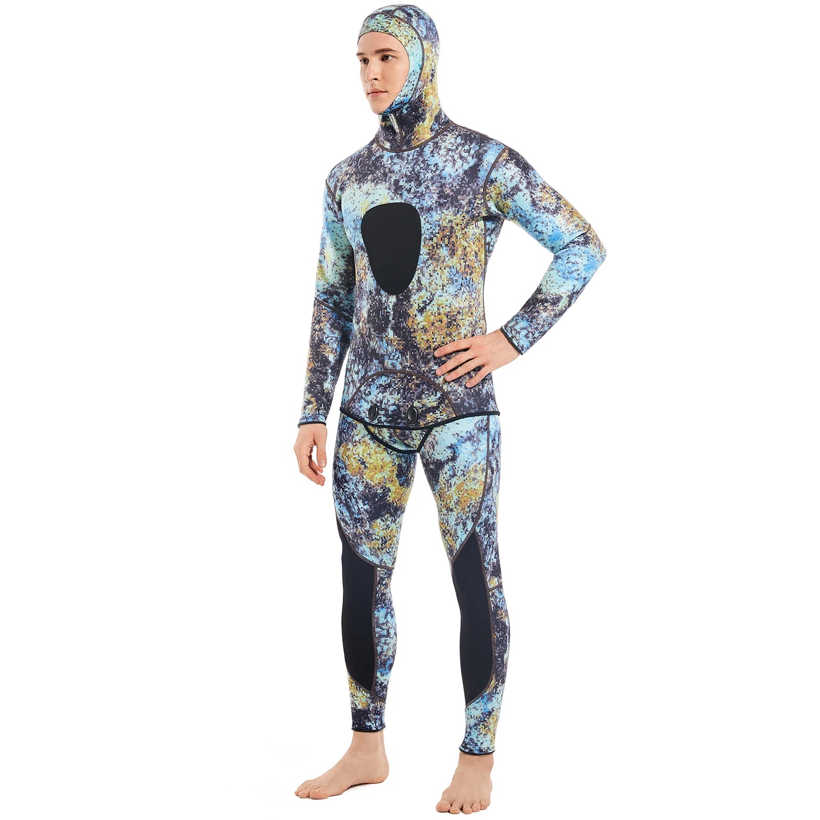 Roupas de mergulho em neoprene para mergulho autônomo, 3MM, inverno, quente, masculino, com capuz, para surf, zíper frontal, snorkeling, caça submarina, roupa de mergulho com capuz, Brasil