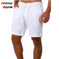 Moda Verão Masculina Shorts de Linho Masculino Shorts de Praia de Algodão Masculino Novo Selvagem Lazer Solto Sólido Shorts Cargo para Homens Shorts de Moletom