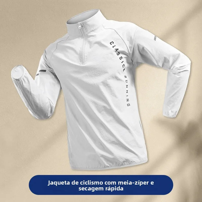 Camisa masculina de manga longa para ciclismo esportivo de secagem rápida para treinamento atlético