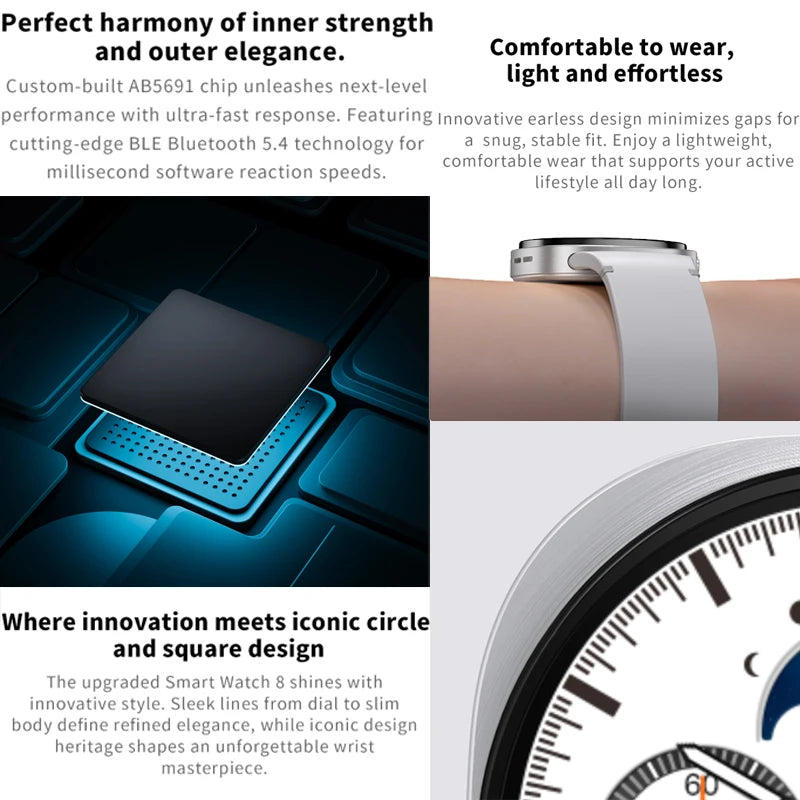 2025 Novos Relógios 8 Mini GPS Track Smart Watch para Homens Mulheres Saúde Esporte AMOLED Frequência Cardíaca Chamada Bluetooth Smartwatch À Prova D'água