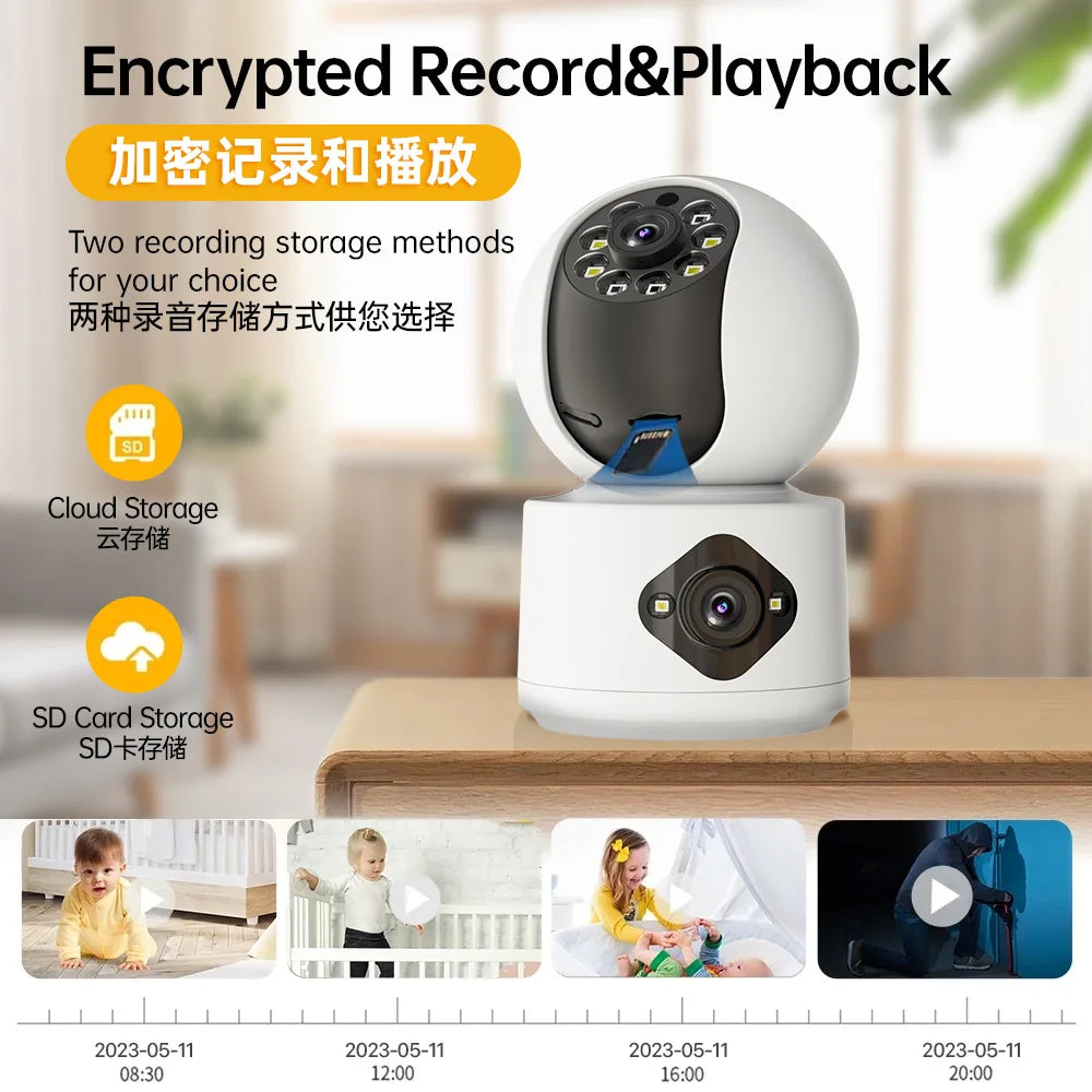 Carecam/Yoosee/O-Kam 4MP Dual - Lens  Full - Color Wireless PTZ  Intercom IP Dome  Camera AI Humanoid Detection CCTV Baby Monitor