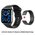 Smartwatch HAYLOU Watch 3 com Chamada de Voz Tela AMOLED de 1,85'' Monitoramento de Saúde 24h 150+ Modos Esportivos Relógio Inteligente À Prova d'Água 1ATM