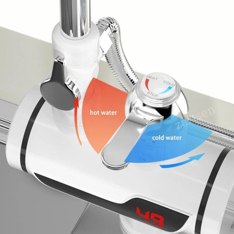 3000W Tankless Water Heater Faucet Shower Instant Electric Tap Heating Hot Water for Kitchen and Bathroom