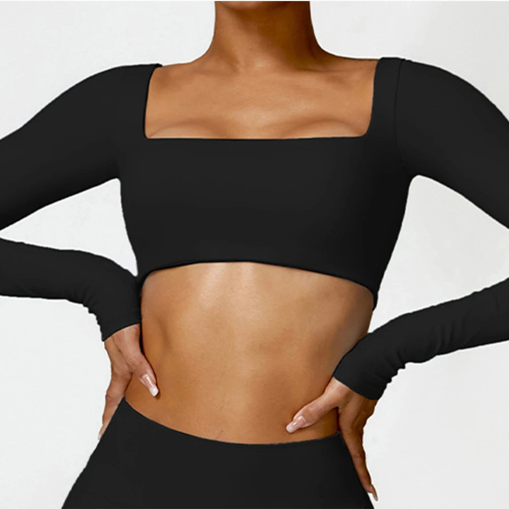 Top Fitness Sem Costura Manga Longa — Suporte e Estilo no Treino