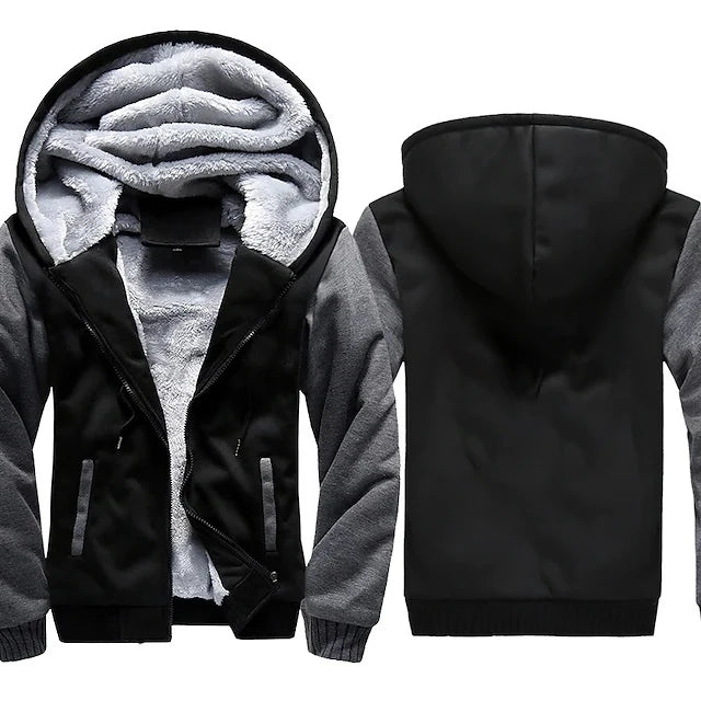 Jaqueta Masculina Inverno Camuflada Fleece Grossa Capuz Masculino Manga Comprida Casaco Casual Zíper Moletom Streetwear Casacos Masculinos