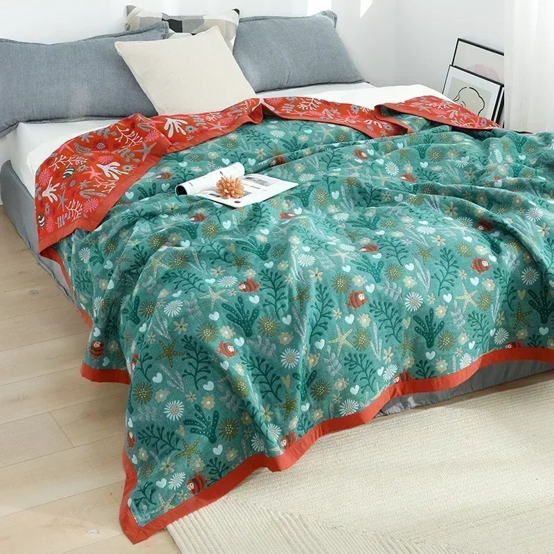 Japanese Throw Blanket Cotton Double Sided Sofa Cover Sofa Cushion Leisure Blanket Bedspread Four Seasons Cooling Quilt Sheet