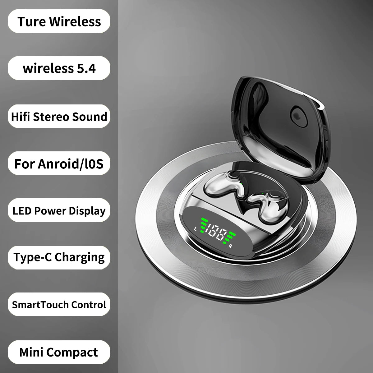 Fones de ouvido Bluetooth 5.3 sem fio à prova d'água Mini fone de ouvido com chamada indolor e cancelamento de ruído Fones de ouvido finos adequados para dormir/praticar esportes