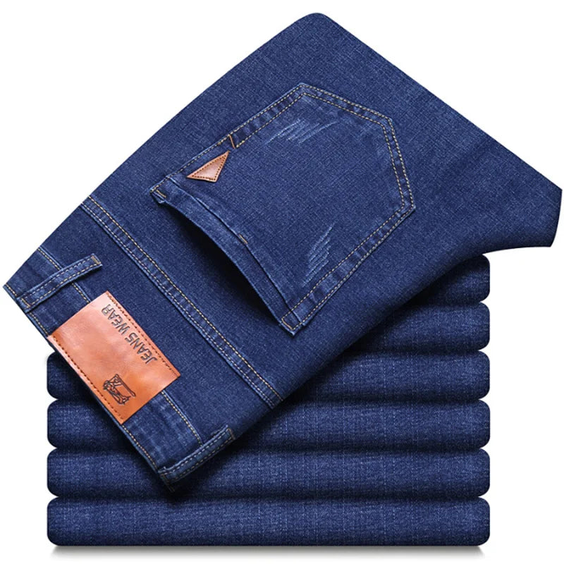 Calça Jeans Reta Masculina Moda Masculina 2026 Calça Slim Fit Elástica Confortável Macia Negócios Jeans Calça Jeans Marca de Roupa Masculina