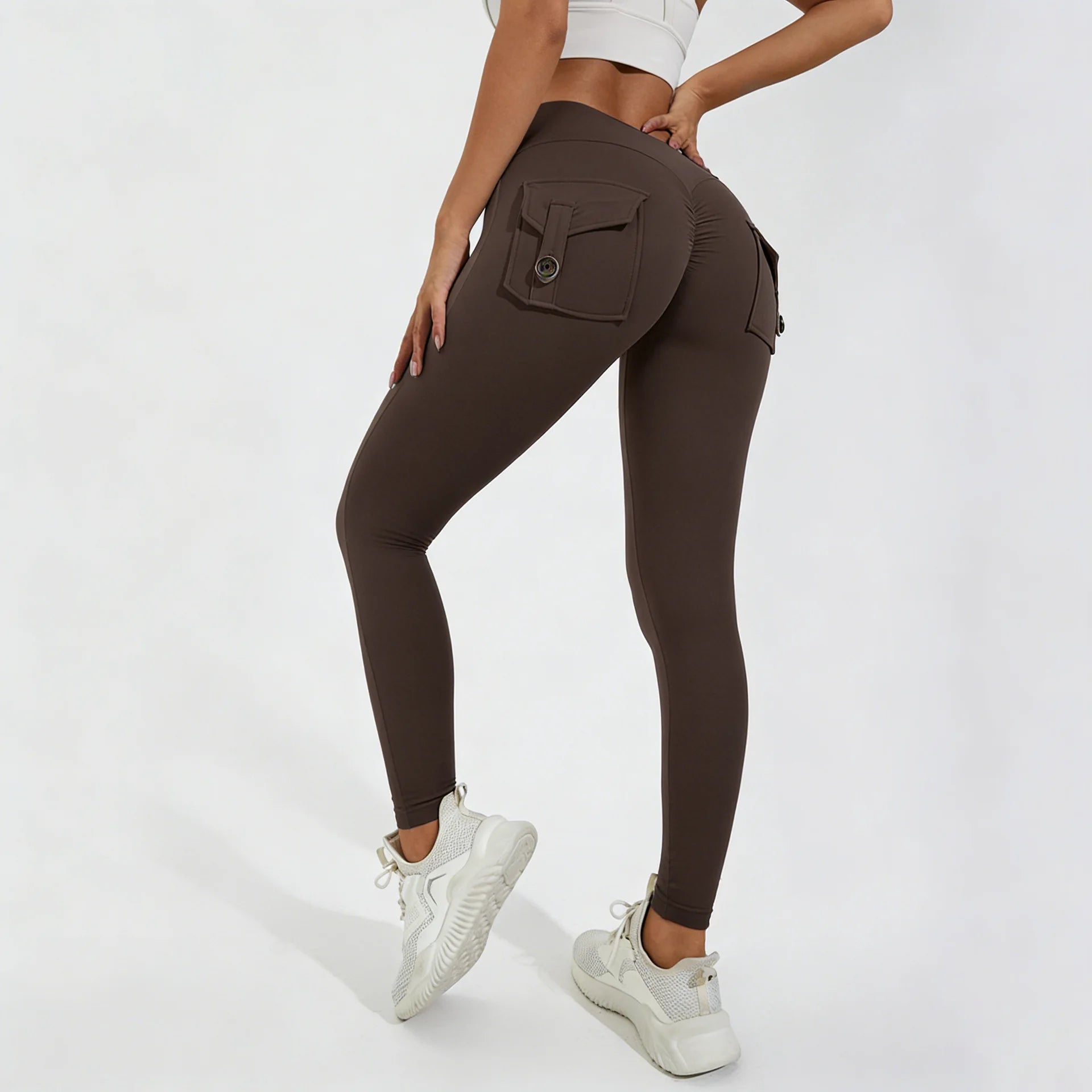 DIAS FIT JOY Nylon Yoga pants buttocks pocket tight pants women's sports fitness pants hip lifting Breathable No T Line