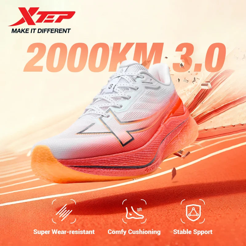 Tênis de Corrida Masculino Xtep 2000km 3.0 2025 Primavera Leve Amortecido Resistente ao Desgaste Treino Jogging 875119110032
