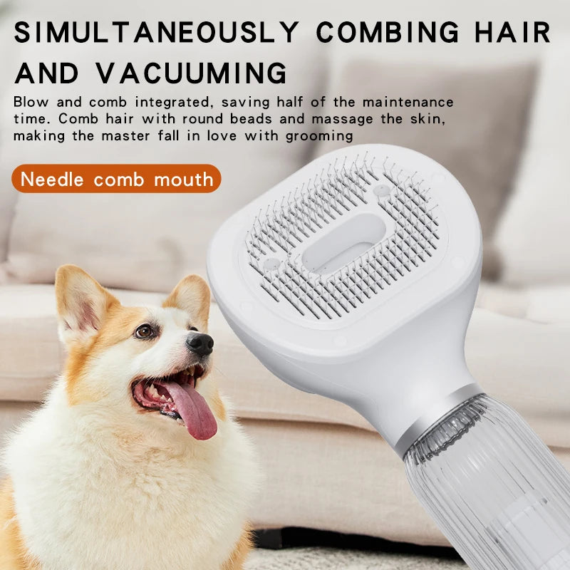 New Pet Hair Dryer Blowing Comb Strong Wind Dog Grooming Brush Cool Air Drying Professional Home Pet Care