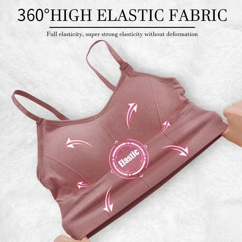 Sutiã Esportivo Sem Costura Feminino Backless Top de Ginástica Feminino Roupa Íntima Feminina Alça de Ombro Ajustável Acolchoada Colete de Yoga Bralette