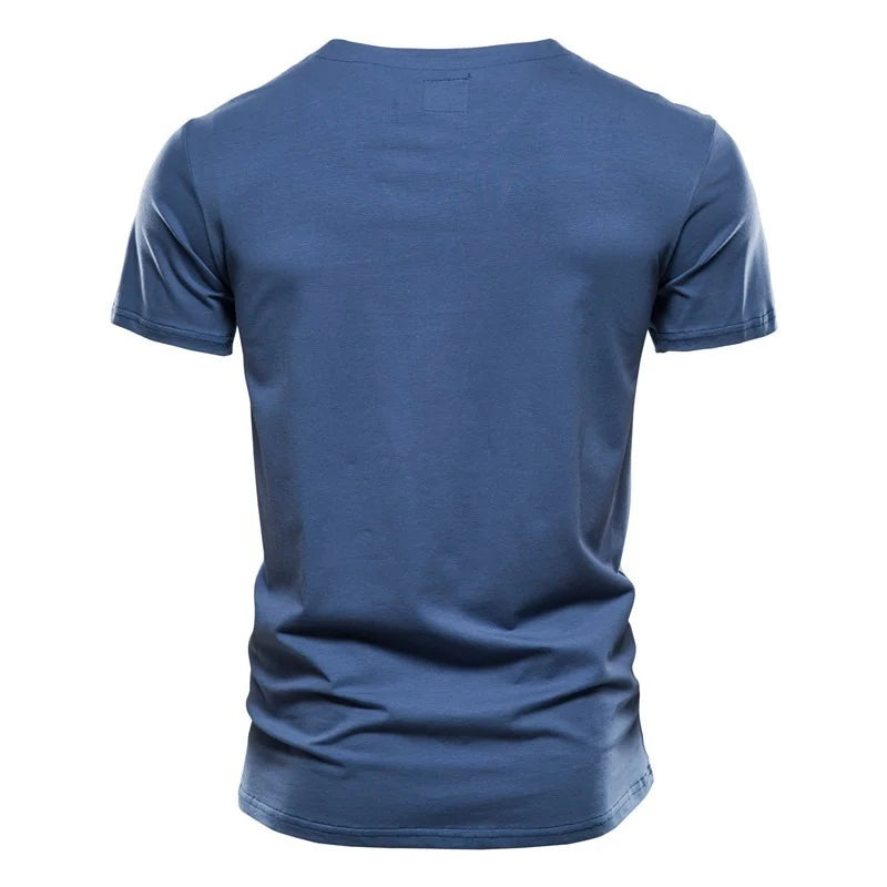 2021 Verão Top Qualidade Camiseta Algodão Masculina Cor Sólida Design Gola V Camiseta Casual Clássica Roupa Masculina Blusas Camiseta Masculina