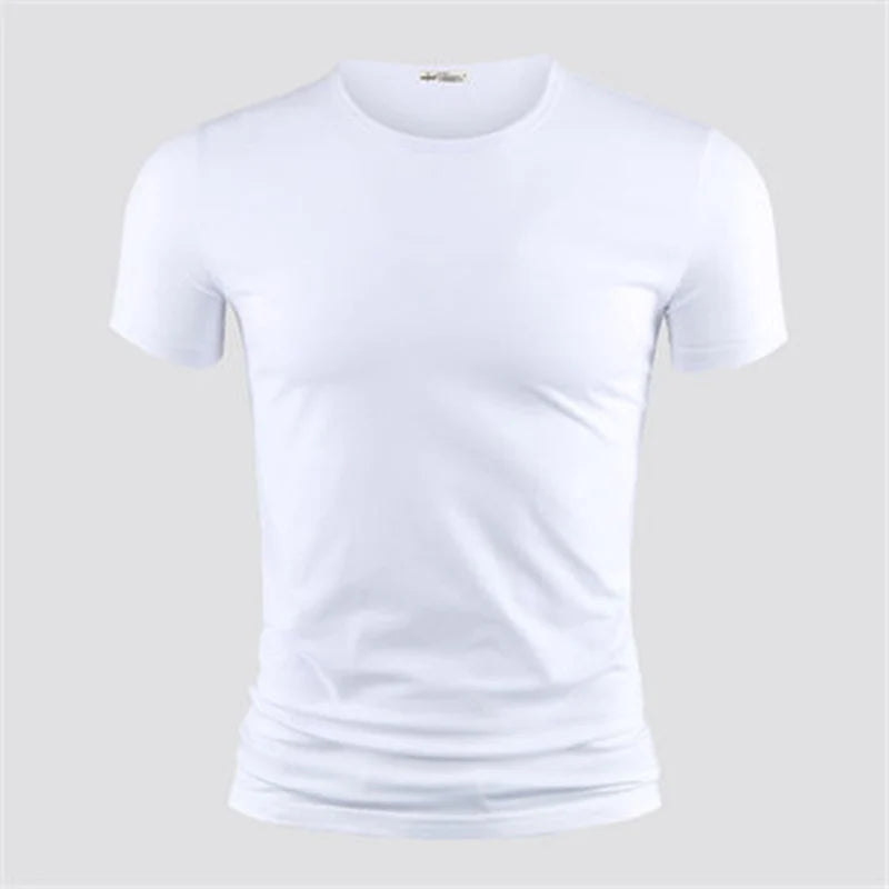 Camiseta Masculina 2026 Cor Sólida Gola V Manga Curta Blusas Camisetas Masculinas Camiseta Preta Justa Camisetas Masculinas Fitness para Roupas Masculinas