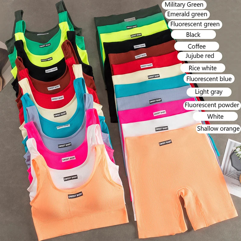 Conjunto de Yoga Feminino Sem Costura Fitness Roupa de Treino Sutiã Esportivo Legging Cintura Alta Sexy Decote V Profundo Roupa de Ginástica 2024 Novo Roupa Esportiva